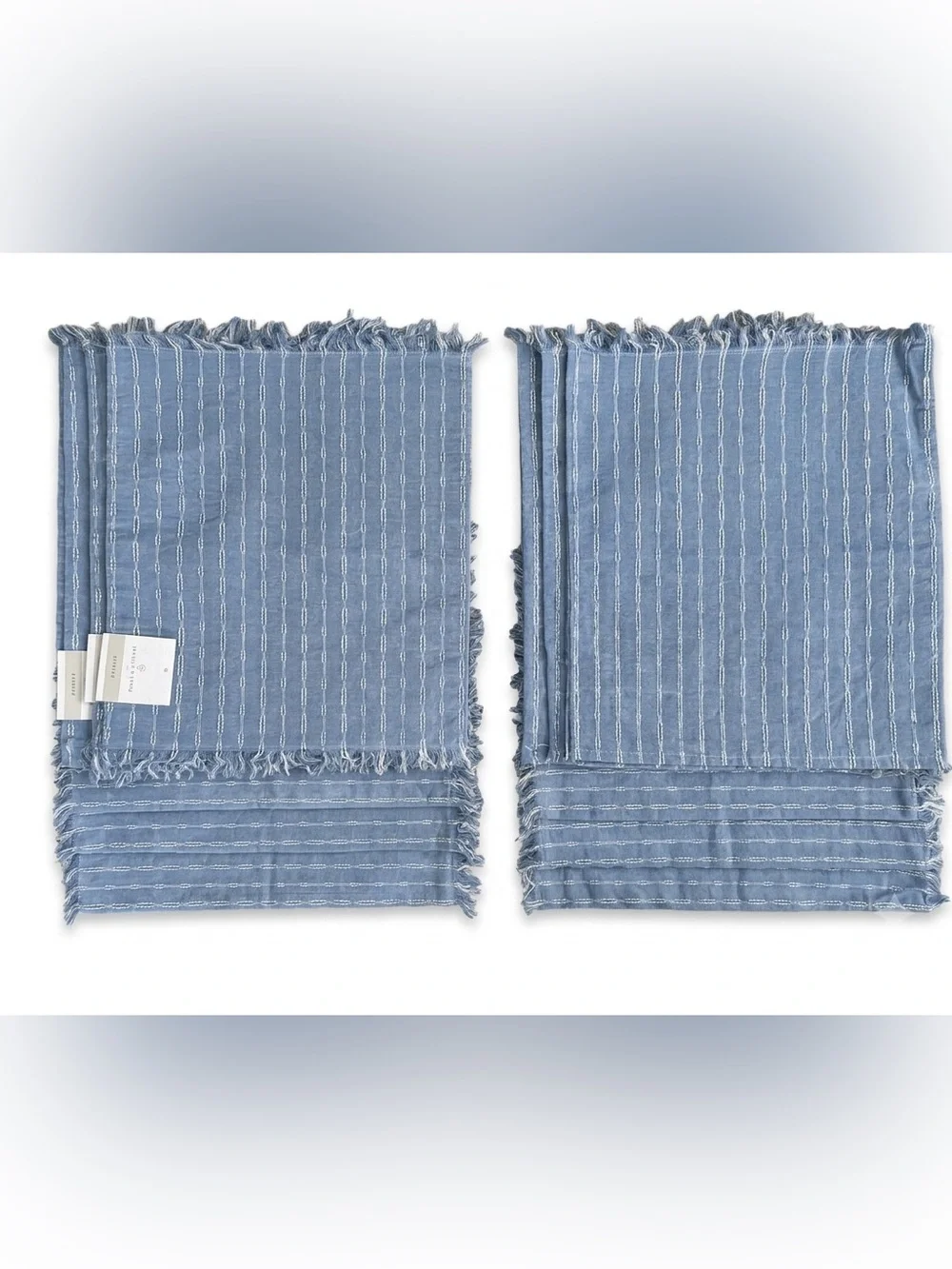 💙 NWT Room & Retreat Blue Fringe Table Set — 8 Placemats + Runner 🏡✨